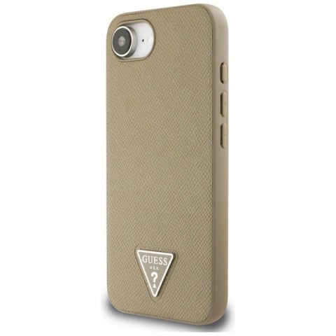 Guess Grained Triangle MagSafe - Etui do iPhone 16e (brązowy) Guess Grained Triangle MagSafe - Etui do iPhone 16e (brązowy)