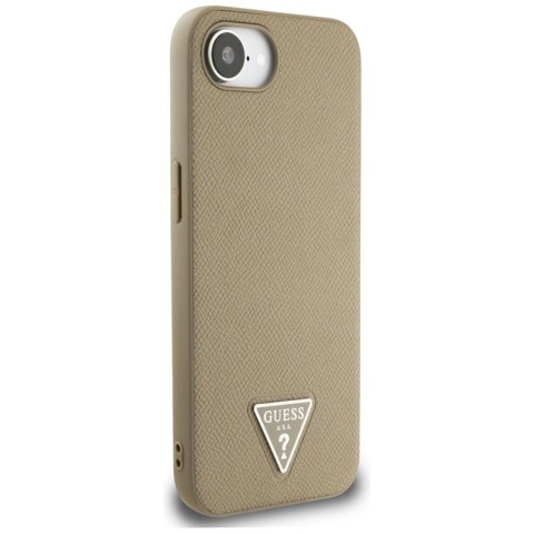 Guess Grained Triangle MagSafe - Etui do iPhone 16e (brązowy) Guess Grained Triangle MagSafe - Etui do iPhone 16e (brązowy)