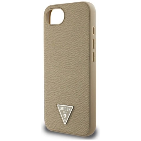 Guess Grained Triangle MagSafe - Etui do iPhone 16e (brązowy) Guess Grained Triangle MagSafe - Etui do iPhone 16e (brązowy)
