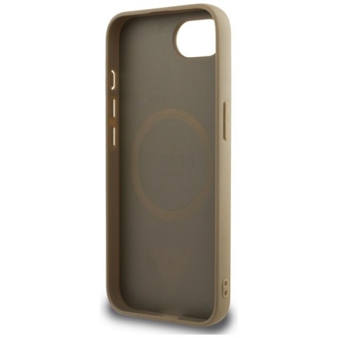 Guess Grained Triangle MagSafe - Etui do iPhone 16e (brązowy) Guess Grained Triangle MagSafe - Etui do iPhone 16e (brązowy)