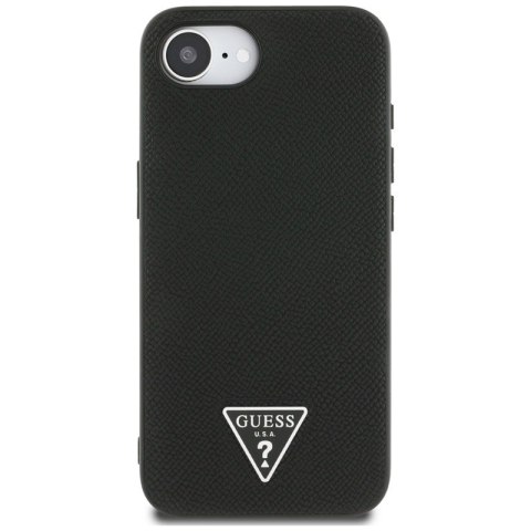 Guess Grained Triangle MagSafe - Etui do iPhone 16e (czarny) Guess Grained Triangle MagSafe - Etui do iPhone 16e (czarny)
