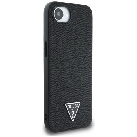 Guess Grained Triangle MagSafe - Etui do iPhone 16e (czarny) Guess Grained Triangle MagSafe - Etui do iPhone 16e (czarny)