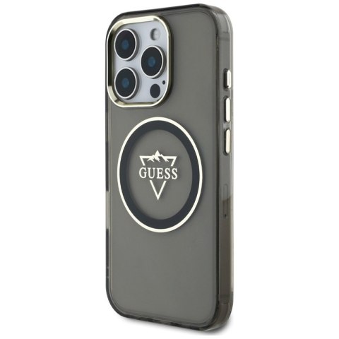 Guess IML Metal Mountain Logo MagSafe - Etui do iPhone 16 Pro Max (czarny) Guess IML Metal Mountain Logo MagSafe - Etui do iPhone 16 Pro Max (czarny)