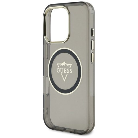 Guess IML Metal Mountain Logo MagSafe - Etui do iPhone 16 Pro Max (czarny) Guess IML Metal Mountain Logo MagSafe - Etui do iPhone 16 Pro Max (czarny)