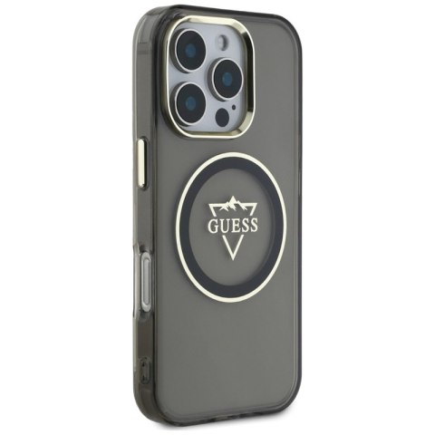Guess IML Metal Mountain Logo MagSafe - Etui do iPhone 16 Pro (czarny) Guess IML Metal Mountain Logo MagSafe - Etui do iPhone 16 Pro (czarny)