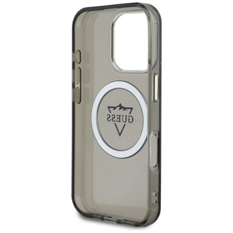 Guess IML Metal Mountain Logo MagSafe - Etui do iPhone 16 Pro (czarny) Guess IML Metal Mountain Logo MagSafe - Etui do iPhone 16 Pro (czarny)