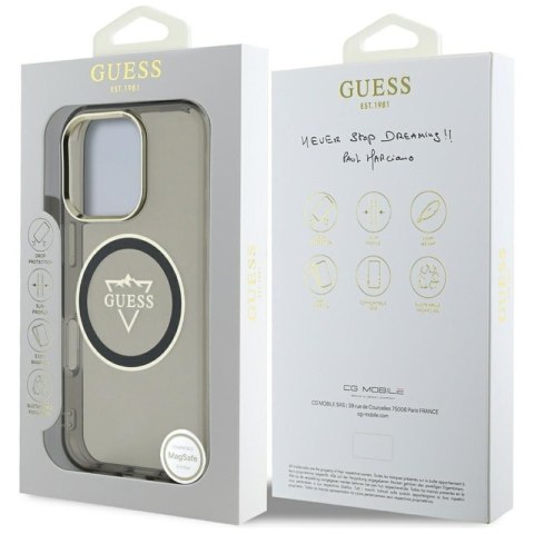 Guess IML Metal Mountain Logo MagSafe - Etui do iPhone 16 Pro (czarny) Guess IML Metal Mountain Logo MagSafe - Etui do iPhone 16 Pro (czarny)