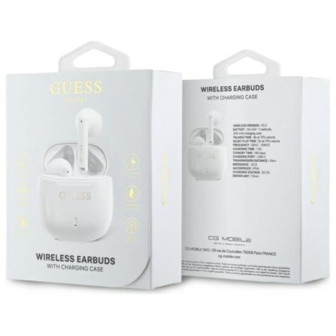 Guess Printed Classic Logo - Słuchawki Bluetooth TWS + etui ładujące (biały) Guess Printed Classic Logo - Słuchawki Bluetooth TWS + etui ładujące (biały)