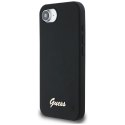 Guess Silicone Script Metal Logo MagSafe - Etui do iPhone 16e (czarny)