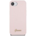 Guess Silicone Script Metal Logo MagSafe - Etui do iPhone 16e (różowy)