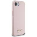 Guess Silicone Script Metal Logo MagSafe - Etui do iPhone 16e (różowy)