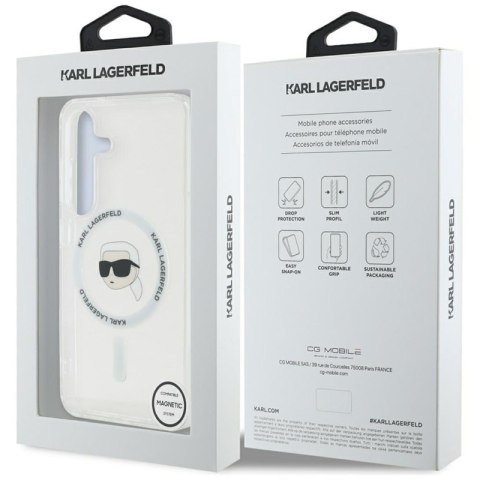 Karl Lagerfeld Button Karl Head Printed Logo MagSafe - Etui Samsung Galaxy S25 (biały) Karl Lagerfeld Button Karl Head Printed Logo MagSafe - Etui Samsung Galaxy S25 (biały)