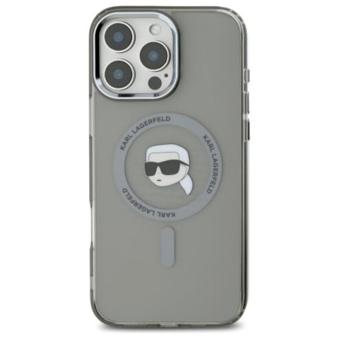 Karl Lagerfeld IML Metal Karl Head MagSafe - Etui iPhone 16 Pro (czarny) Karl Lagerfeld IML Metal Karl Head MagSafe - Etui iPhone 16 Pro (czarny)