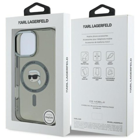 Karl Lagerfeld IML Metal Karl Head MagSafe - Etui iPhone 16 Pro (czarny) Karl Lagerfeld IML Metal Karl Head MagSafe - Etui iPhone 16 Pro (czarny)