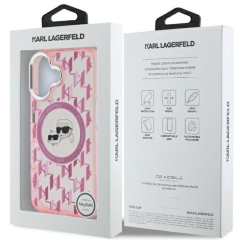 Karl Lagerfeld IML Monogram Karl & Choupette Head MagSafe - Etui iPhone 16 (różowy) Karl Lagerfeld IML Monogram Karl & Choupette Head MagSafe - Etui iPhone 16 (różowy)