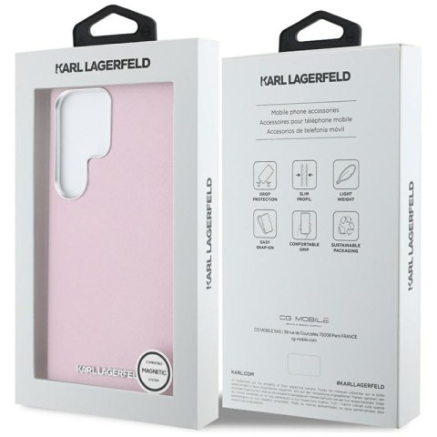 Karl Lagerfeld Saffiano Full Wrapped Elongated Metal Logo MagSafe - Etui do Samsung Galaxy S25 Ultra (różowy) Karl Lagerfeld Saffiano Full Wrapped Elongated Metal Logo MagSafe - Etui do Samsung Galaxy S25 Ultra (różowy)