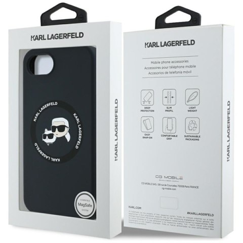 Karl Lagerfeld Silicone Karl & Choupette Heads MagSafe - Etui do iPhone 16e (czarny) Karl Lagerfeld Silicone Karl & Choupette Heads MagSafe - Etui do iPhone 16e (czarny)