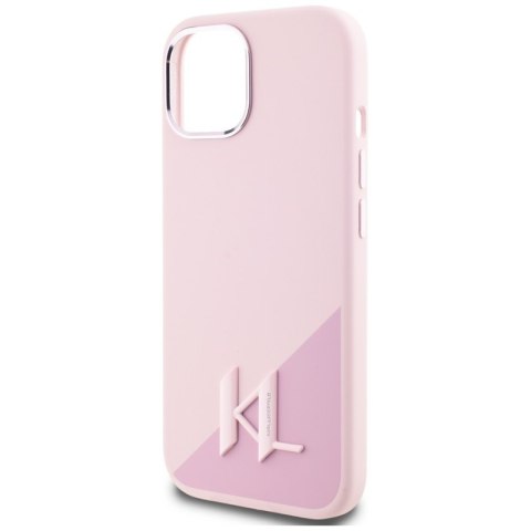 Karl Lagerfeld Silicone Shadow Metal Initial MagSafe - Etui do iPhone 15 (różowy) Karl Lagerfeld Silicone Shadow Metal Initial MagSafe - Etui do iPhone 15 (różowy)