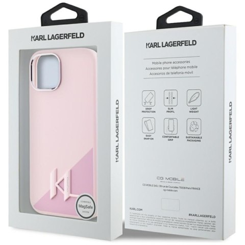 Karl Lagerfeld Silicone Shadow Metal Initial MagSafe - Etui do iPhone 15 (różowy) Karl Lagerfeld Silicone Shadow Metal Initial MagSafe - Etui do iPhone 15 (różowy)