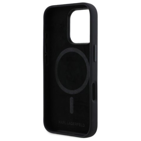 Karl Lagerfeld Silicone Shadow Metal Initial MagSafe - Etui iPhone 16 Pro (czarny) Karl Lagerfeld Silicone Shadow Metal Initial MagSafe - Etui iPhone 16 Pro (czarny)