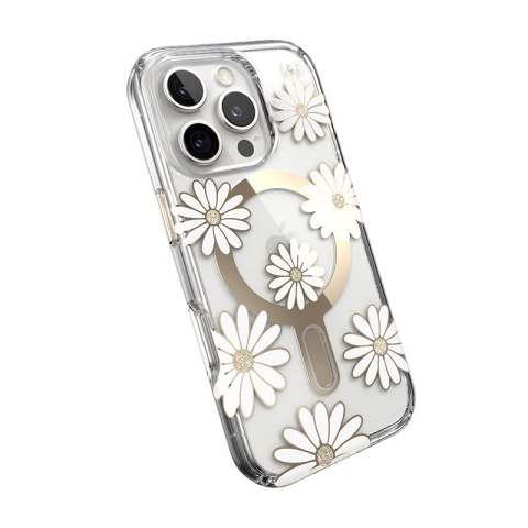 Speck Presidio Lux ClickLock & MagSafe - Etui iPhone 16 Pro (Sunshine Daisies / Clear / Gold) Speck Presidio Lux ClickLock & MagSafe - Etui iPhone 16 Pro (Sunshine Daisies / Clear / Gold)