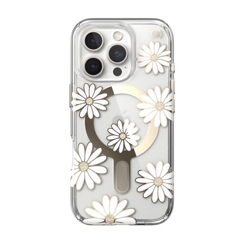 Speck Presidio Lux ClickLock & MagSafe - Etui iPhone 16 Pro (Sunshine Daisies / Clear / Gold) Speck Presidio Lux ClickLock & MagSafe - Etui iPhone 16 Pro (Sunshine Daisies / Clear / Gold)