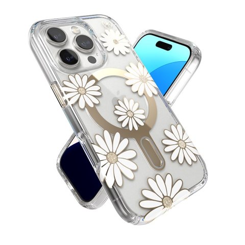 Speck Presidio Lux ClickLock & MagSafe - Etui iPhone 16 Pro (Sunshine Daisies / Clear / Gold) Speck Presidio Lux ClickLock & MagSafe - Etui iPhone 16 Pro (Sunshine Daisies / Clear / Gold)