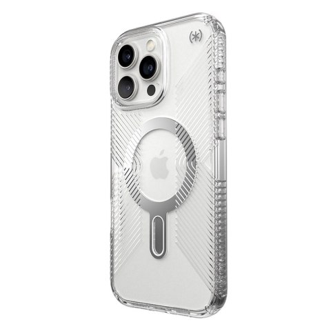 Speck Presidio Perfect-Clear Grip ClickLock & MagSafe - Etui iPhone 16 Pro Max (Clear / Chrome Finish / Serene Silver) Speck Presidio Perfect-Clear Grip ClickLock & MagSafe - Etui iPhone 16 Pro Max (Clear / Chrome Finish / Serene Silver)