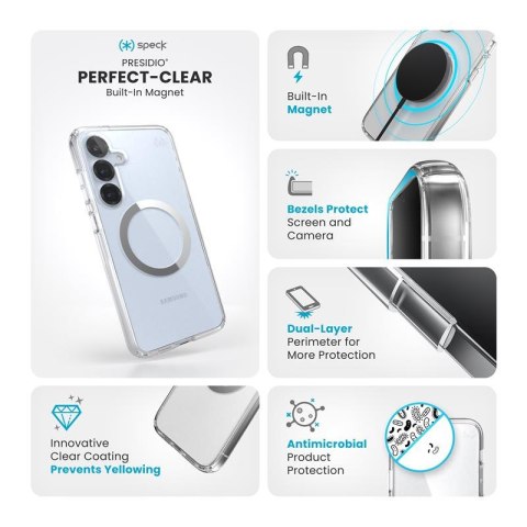 Speck Presidio Perfect-Clear Magnet - Etui Samsung Galaxy S25+ / S24+ MagSafe (Clear / Chrome Finish / Serene Silver) Speck Presidio Perfect-Clear Magnet - Etui Samsung Galaxy S25+ / S24+ MagSafe (Clear / Chrome Finish / Serene Silver)