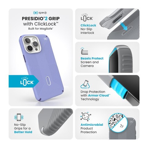 Speck Presidio2 Grip ClickLock & MagSafe - Etui iPhone 16 Pro Max (Future Lavender / Cassis Purple / White) Speck Presidio2 Grip ClickLock & MagSafe - Etui iPhone 16 Pro Max (Future Lavender / Cassis Purple / White)