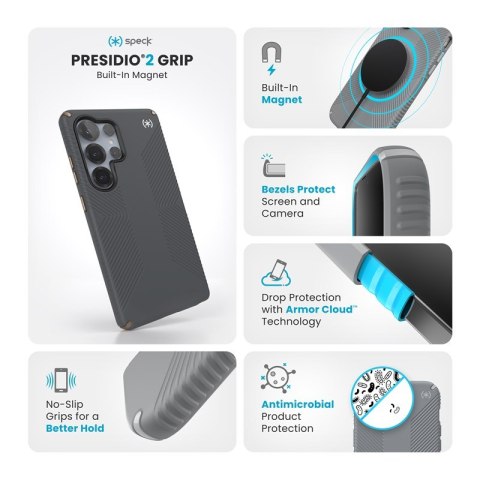 Speck Presidio2 Grip Magnet - Etui Samsung Galaxy S25 Ultra MagSafe (Charcoal Grey/Cool Bronze/White) Speck Presidio2 Grip Magnet - Etui Samsung Galaxy S25 Ultra MagSafe (Charcoal Grey/Cool Bronze/White)