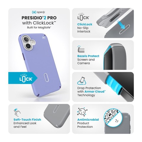 Speck Presidio2 Pro ClickLock & MagSafe - Etui iPhone 16 Plus (Future Lavender / Cassis Purple / White) Speck Presidio2 Pro ClickLock & MagSafe - Etui iPhone 16 Plus (Future Lavender / Cassis Purple / White)