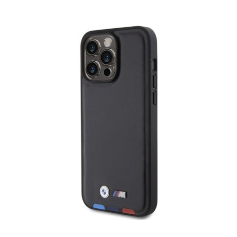 BMW Leather Hot Stamp Tricolor - Etui iPhone 15 Pro Max (czarny) BMW Leather Hot Stamp Tricolor - Etui iPhone 15 Pro Max (czarny)