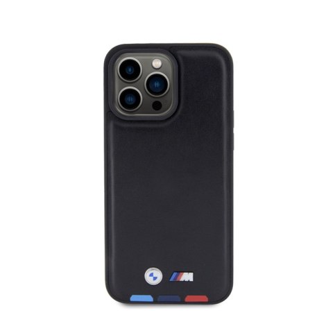 BMW Leather Hot Stamp Tricolor - Etui iPhone 15 Pro Max (czarny) BMW Leather Hot Stamp Tricolor - Etui iPhone 15 Pro Max (czarny)