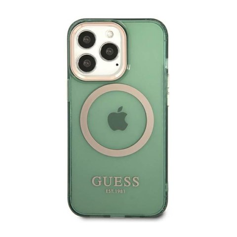 Guess Gold Outline Translucent MagSafe - Etui iPhone 13 Pro (zielony) Guess Gold Outline Translucent MagSafe - Etui iPhone 13 Pro (zielony)