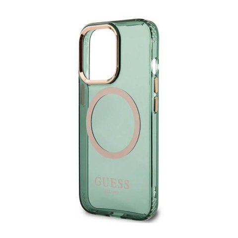 Guess Gold Outline Translucent MagSafe - Etui iPhone 13 Pro (zielony) Guess Gold Outline Translucent MagSafe - Etui iPhone 13 Pro (zielony)