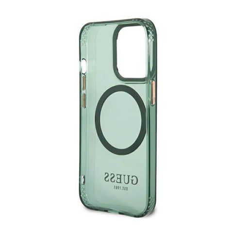 Guess Gold Outline Translucent MagSafe - Etui iPhone 13 Pro (zielony) Guess Gold Outline Translucent MagSafe - Etui iPhone 13 Pro (zielony)