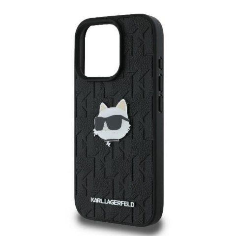 Karl Lagerfeld Monogram Choupette Head Pin - Etui iPhone 16 Pro (czarny) Karl Lagerfeld Monogram Choupette Head Pin - Etui iPhone 16 Pro (czarny)