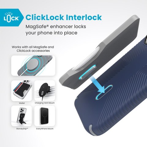 Speck Presidio2 Grip ClickLock & MagSafe - Etui iPhone 16 Pro (Coastal Blue / Dust Grey / White) Speck Presidio2 Grip ClickLock & MagSafe - Etui iPhone 16 Pro (Coastal Blue / Dust Grey / White)