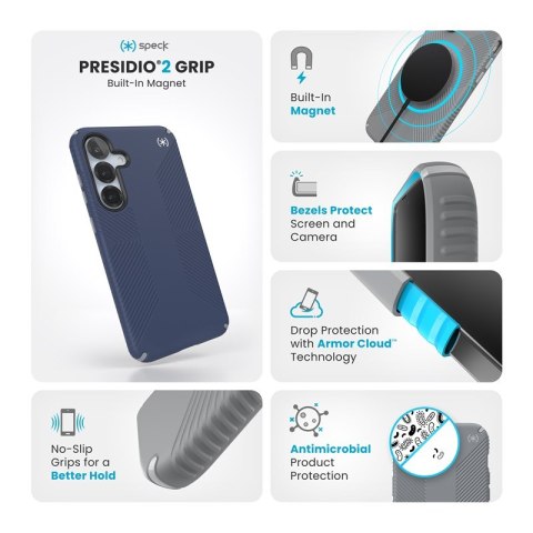 Speck Presidio2 Grip Magnet - Etui Samsung Galaxy S25+ / 24+ MagSafe (Coastal Blue/Dust Grey/White) Speck Presidio2 Grip Magnet - Etui Samsung Galaxy S25+ / 24+ MagSafe (Coastal Blue/Dust Grey/White)