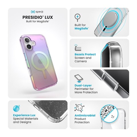Speck Presidio2 Lux MagSafe - Etui iPhone 16 (Amazing Purple / Clear) Speck Presidio2 Lux MagSafe - Etui iPhone 16 (Amazing Purple / Clear)