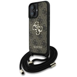 Guess 4G Big Logo Cord Strap Crossbody - Etui do iPhone 16 Plus (brązowy)