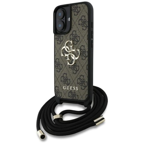Guess 4G Big Logo Cord Strap Crossbody - Etui do iPhone 16 Plus (brązowy) Guess 4G Big Logo Cord Strap Crossbody - Etui do iPhone 16 Plus (brązowy)