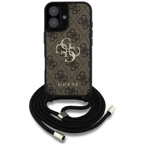 Guess 4G Big Logo Cord Strap Crossbody - Etui do iPhone 16 Plus (brązowy) Guess 4G Big Logo Cord Strap Crossbody - Etui do iPhone 16 Plus (brązowy)