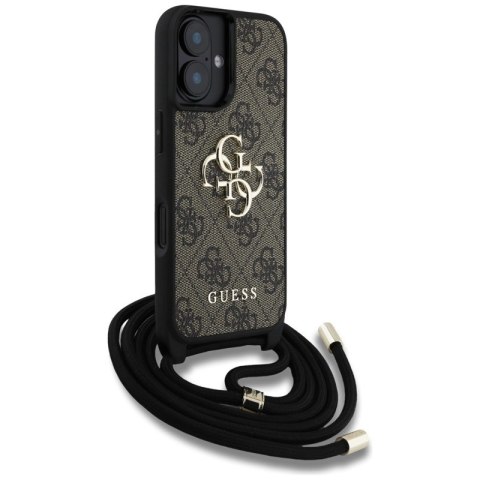 Guess 4G Big Logo Cord Strap Crossbody - Etui do iPhone 16 Plus (brązowy) Guess 4G Big Logo Cord Strap Crossbody - Etui do iPhone 16 Plus (brązowy)