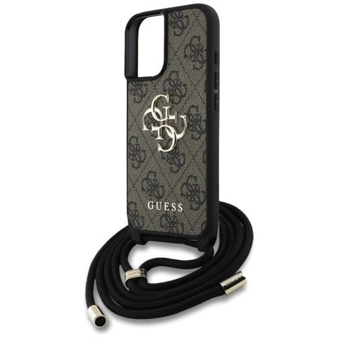 Guess 4G Big Logo Cord Strap Crossbody - Etui do iPhone 16 Plus (brązowy) Guess 4G Big Logo Cord Strap Crossbody - Etui do iPhone 16 Plus (brązowy)