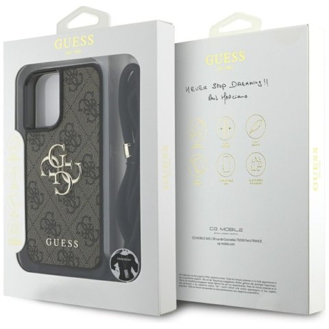 Guess 4G Big Logo Cord Strap Crossbody - Etui do iPhone 16 Plus (brązowy) Guess 4G Big Logo Cord Strap Crossbody - Etui do iPhone 16 Plus (brązowy)