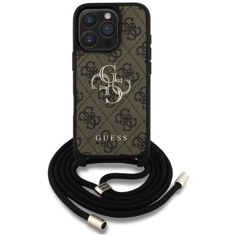 Guess 4G Big Logo Cord Strap Crossbody - Etui do iPhone 16 Pro Max (brązowy) Guess 4G Big Logo Cord Strap Crossbody - Etui do iPhone 16 Pro Max (brązowy)
