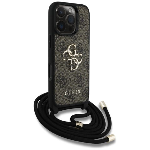 Guess 4G Big Logo Cord Strap Crossbody - Etui do iPhone 16 Pro Max (brązowy) Guess 4G Big Logo Cord Strap Crossbody - Etui do iPhone 16 Pro Max (brązowy)