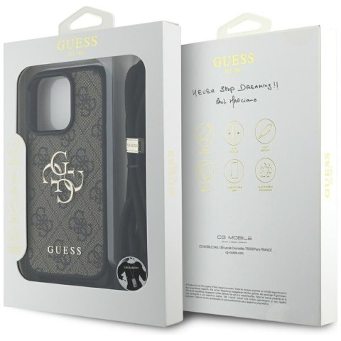 Guess 4G Big Logo Cord Strap Crossbody - Etui do iPhone 16 Pro Max (brązowy) Guess 4G Big Logo Cord Strap Crossbody - Etui do iPhone 16 Pro Max (brązowy)